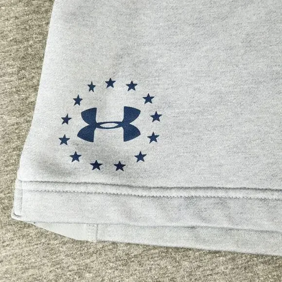 2 Pair Under Armour Shorts sz XL Men Loose Fit Blue White Freedom Spellout 9-10" - Picture 10 of 12